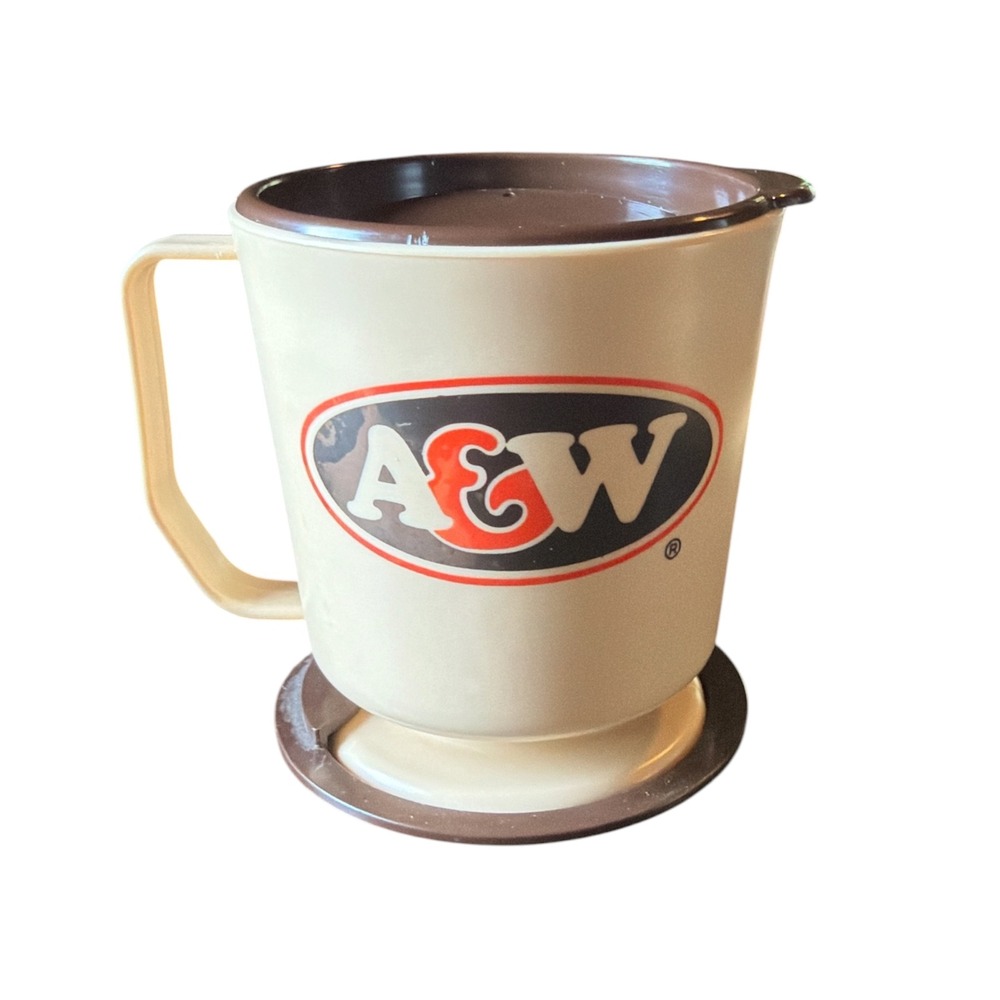 Vintage A&W Port-a-Mug Plastic Travel Cup with Dashboard Mount Base Canada